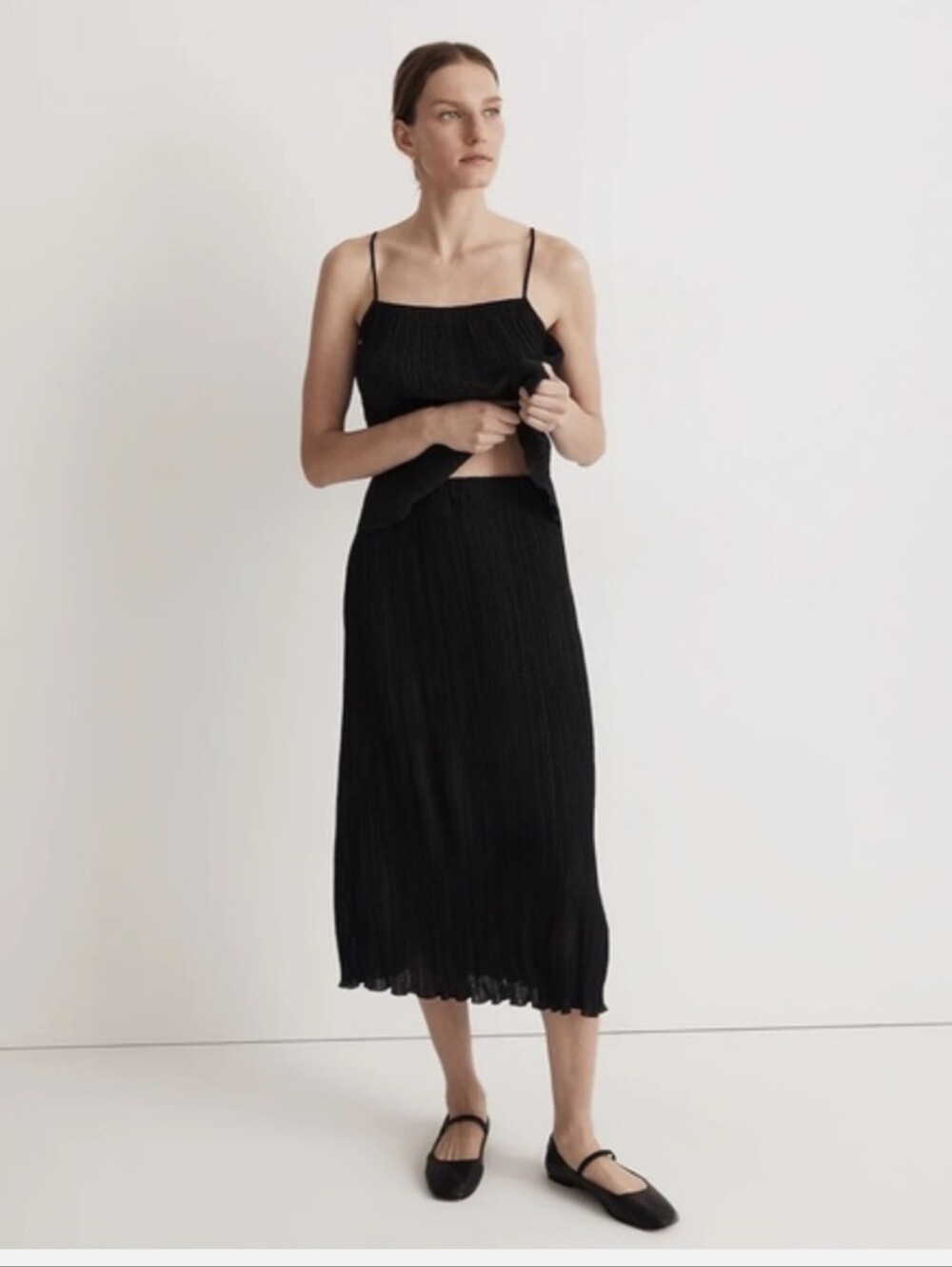 Madewell Plisse Midi Skirt in Black Size XS